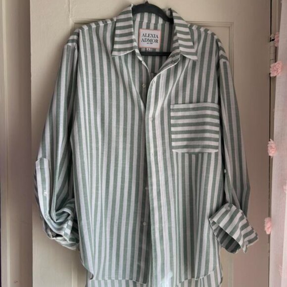 Alexia Admor, Tammi Oversize Stripe Boyfriend Button-Up Shirt, Size 10, EUC - Picture 4 of 4